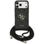 Kitos prekės Guess  Guess 4G Big Logo Cord Stap Crossbody Case for iPhone 17 Pro Max - Black 