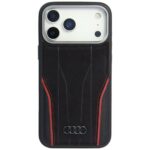 Citas preces Audi  Audi R8 Genuine Leather MagSafe Case for iPhone 17 Pro - Black and Red 