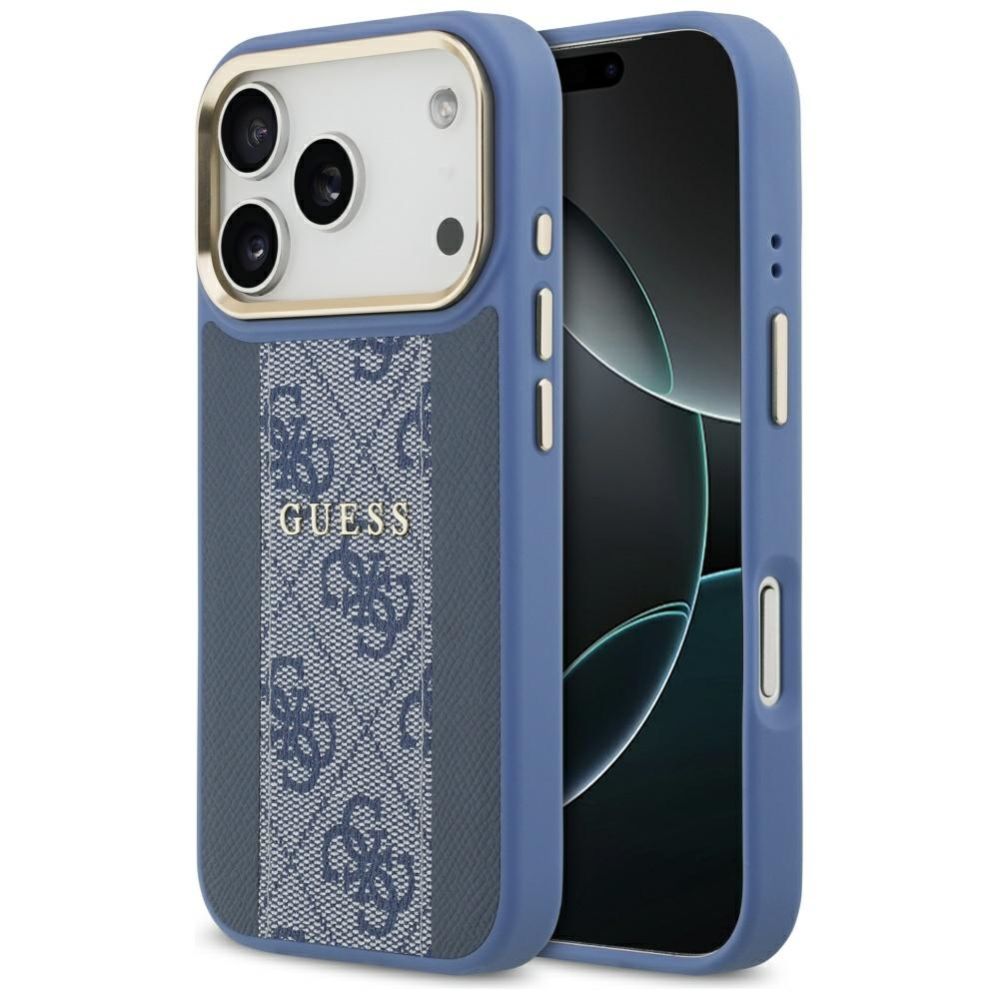 Citas preces Guess Guess 4G Stripe MagSafe Case for iPhone 17 Pro - Blue