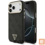 Citas preces Guess  Guess 4G Triangle Logo MagSafe Case for iPhone 17 Pro Max - Black and Gold 