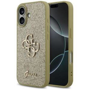 Citas preces Guess  Guess Fixed Glitter Big 4G case for iPhone 17 - gold 