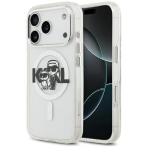 Kitos prekės Karl Lagerfeld  Karl Lagerfeld IML Glitter Karl & Choupette Sketch Logo MagSafe Case for iPhone 17 Pro - Clear 