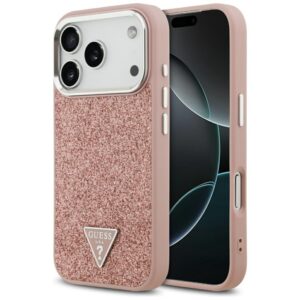 Citas preces Guess  Guess Glitter Triangle Logo MagSafe Case for iPhone 17 Pro - Pink 