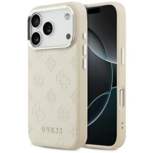 Citas preces Guess  Guess Peony Hot Stamp Script MagSafe Case for iPhone 17 Pro - Beige 