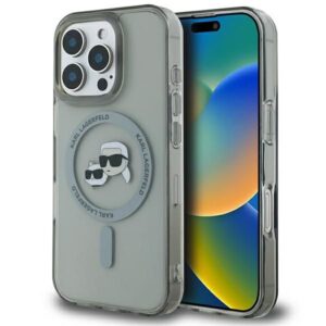Kitos prekės Karl Lagerfeld  Karl Lagerfeld IML Metal Karl&Choupette Head MagSafe Case for iPhone 16 Pro - Black 