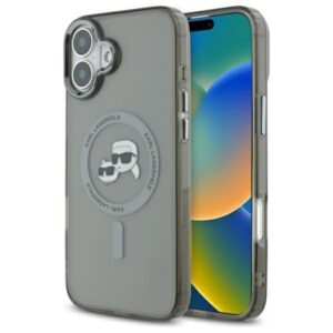 Kitos prekės Karl Lagerfeld  Karl Lagerfeld IML Metal Karl&Choupette Head MagSafe Case for iPhone 16 - Black 