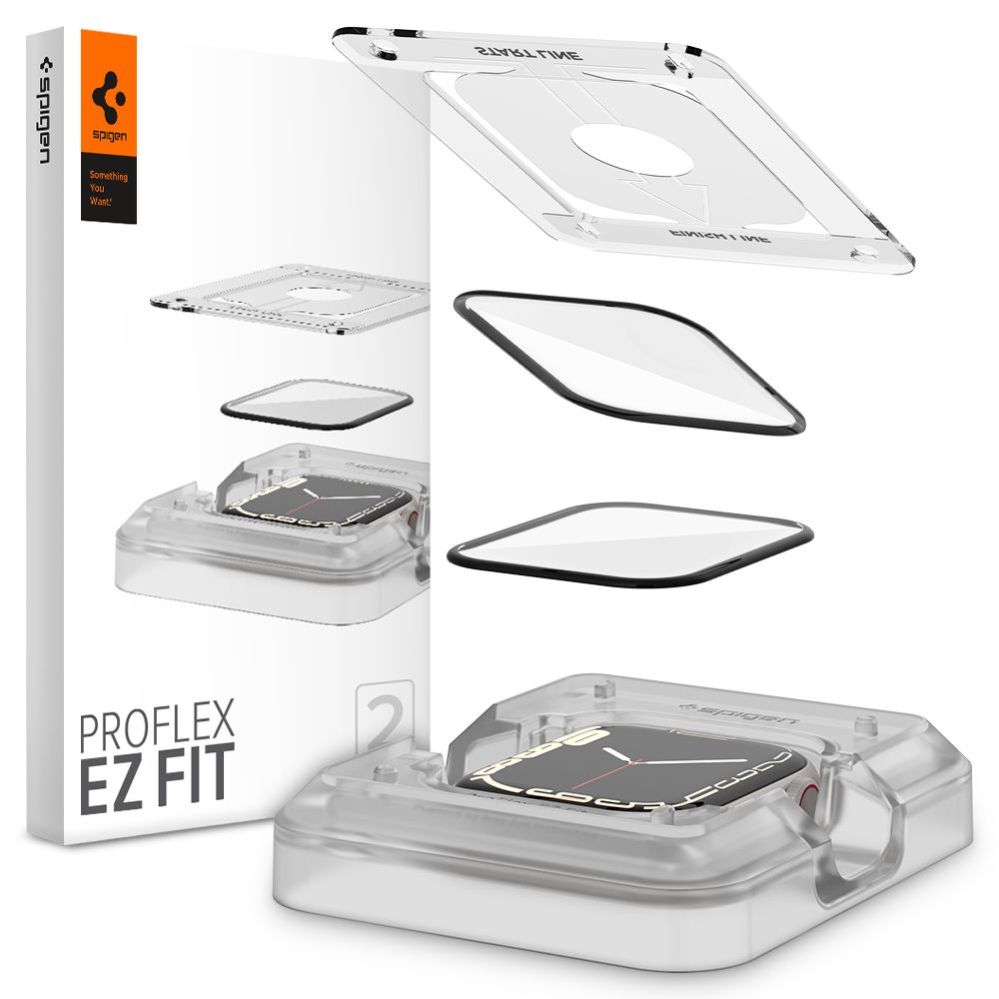Kitos prekės Spigen Spigen ProFlex EZ Fit Hybrid Glass for Apple Watch 7 / 8 (45 mm) - 2 pcs.