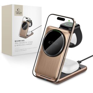 Other goods Tech-Protect  QI15W-A42 3in1 Inductive Charger with MagSafe for Apple Devices - Gold 