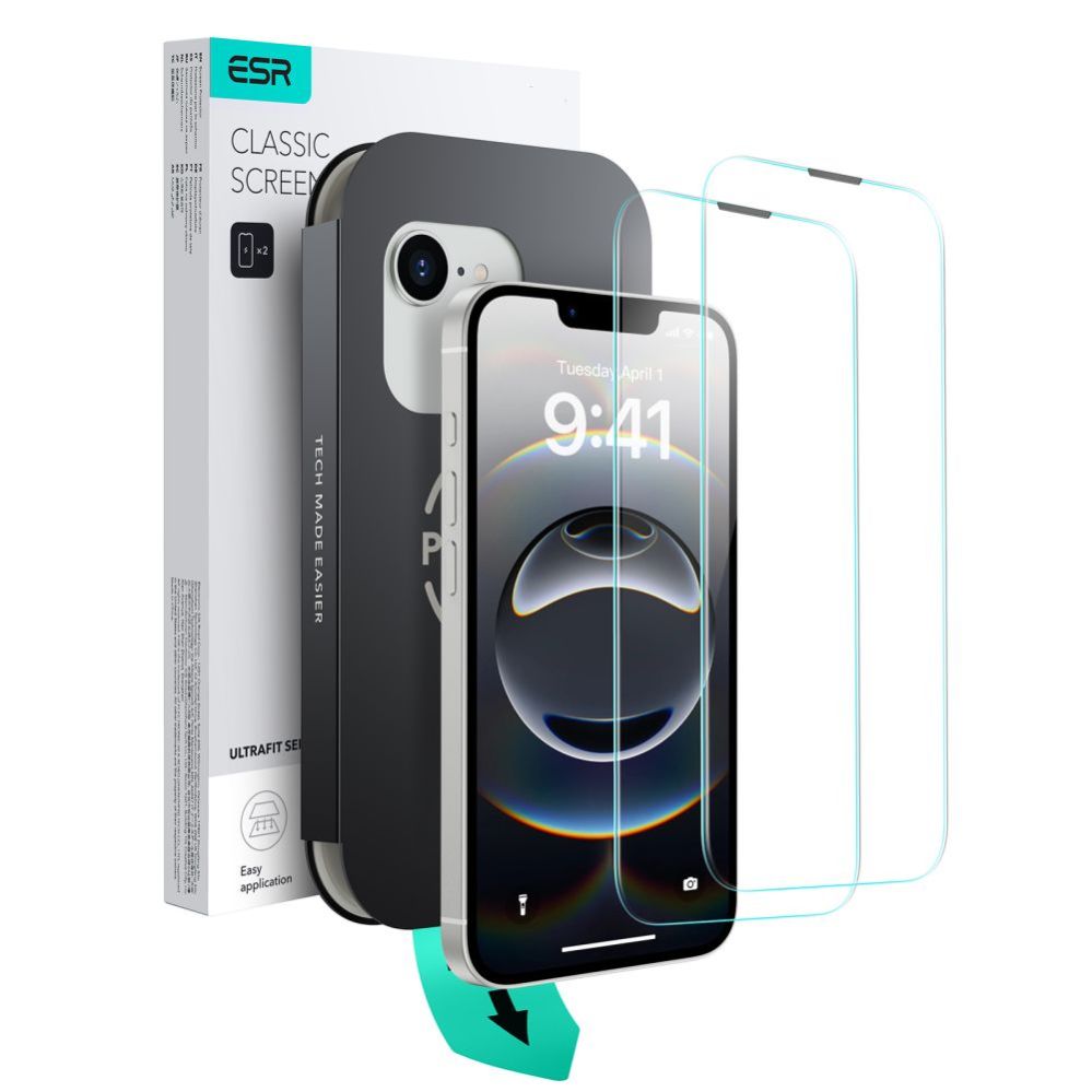 Citas preces ESR ESR UltraFit Tempered Glass 2-pack case for iPhone 13 / 13 Pro / 14 / 16e