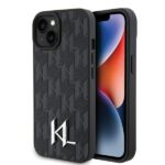 Kitos prekės Karl Lagerfeld  Karl Lagerfeld KLHCP15SPKLPKLK iPhone 15 / 14 / 13 6.1" black/black hardcase Leather Monogram Hot Stamp Metal Logo 