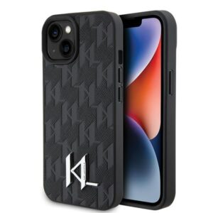 Kitos prekės Karl Lagerfeld  Karl Lagerfeld KLHCP15SPKLPKLK iPhone 15 / 14 / 13 6.1" black/black hardcase Leather Monogram Hot Stamp Metal Logo 