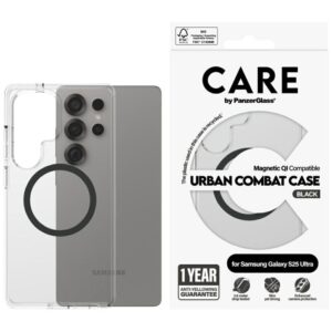 Kitos prekės Panzer Glass  CARE by PanzerGlass Flagship Urban Combat Black QI Case for Samsung Galaxy S25 Ultra - Transparent 