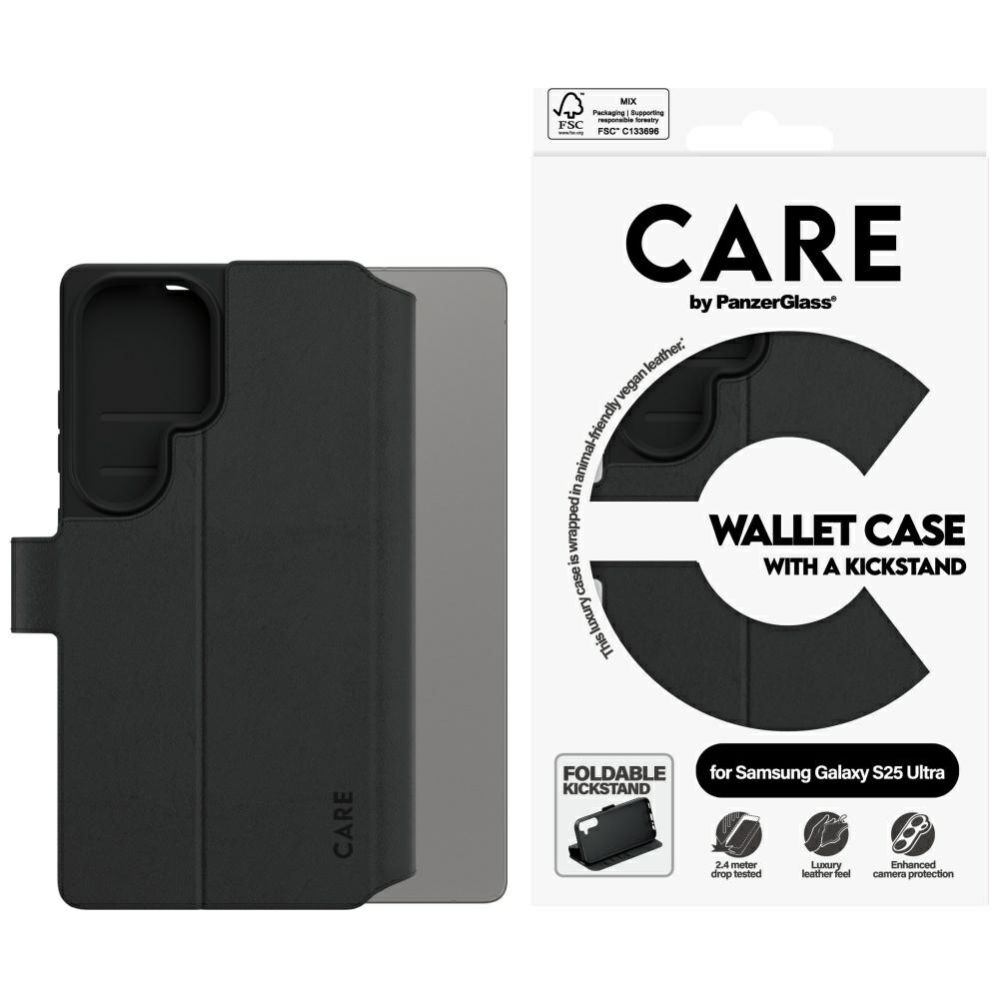 Citas preces Panzer Glass CARE by PanzerGlass Feature Wallet Kickstand Case for Samsung Galaxy S25 Ultra - Black