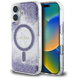 Citas preces Guess  Guess HC Resin Bottom Glitter MagSafe case for iPhone 16 - purple 