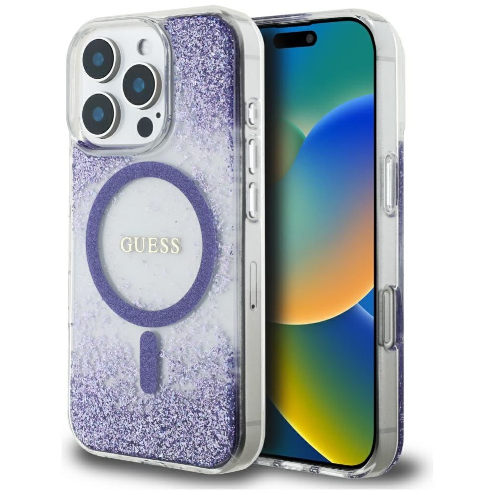 Other goods Guess Guess HC Resin Bottom Glitter MagSafe case for iPhone 16 Pro - purple