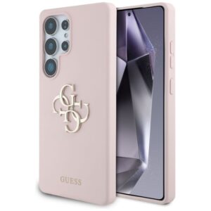 Citas preces Guess  Guess Silicone Big 4G Logo Bottom Script Case for Samsung Galaxy S25 Ultra - Pink 