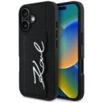 Other goods Karl Lagerfeld  Karl Lagerfeld HC Grained PU Cardslot Metal Signature iPhone 16 Case - Black 
