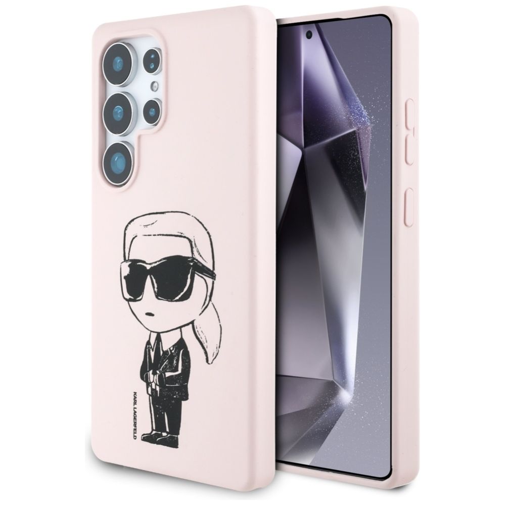 Citas preces Karl Lagerfeld Karl Lagerfeld Silicone Graffiti Ikonik Printed Logo MagSafe Case for Samsung Galaxy S25 Ultra - Pink
