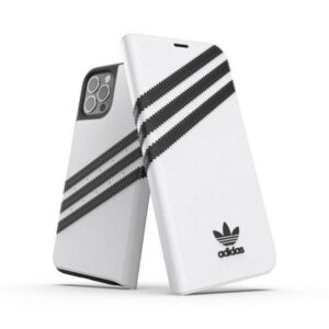 Citas preces Adidas  Adidas OR Booklet Case PU for iPhone 12 / 12 Pro 6.1" - white and black 