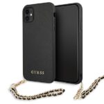Citas preces Guess  Guess Saffiano Chain case for iPhone 11 6.1" / Xr - black 