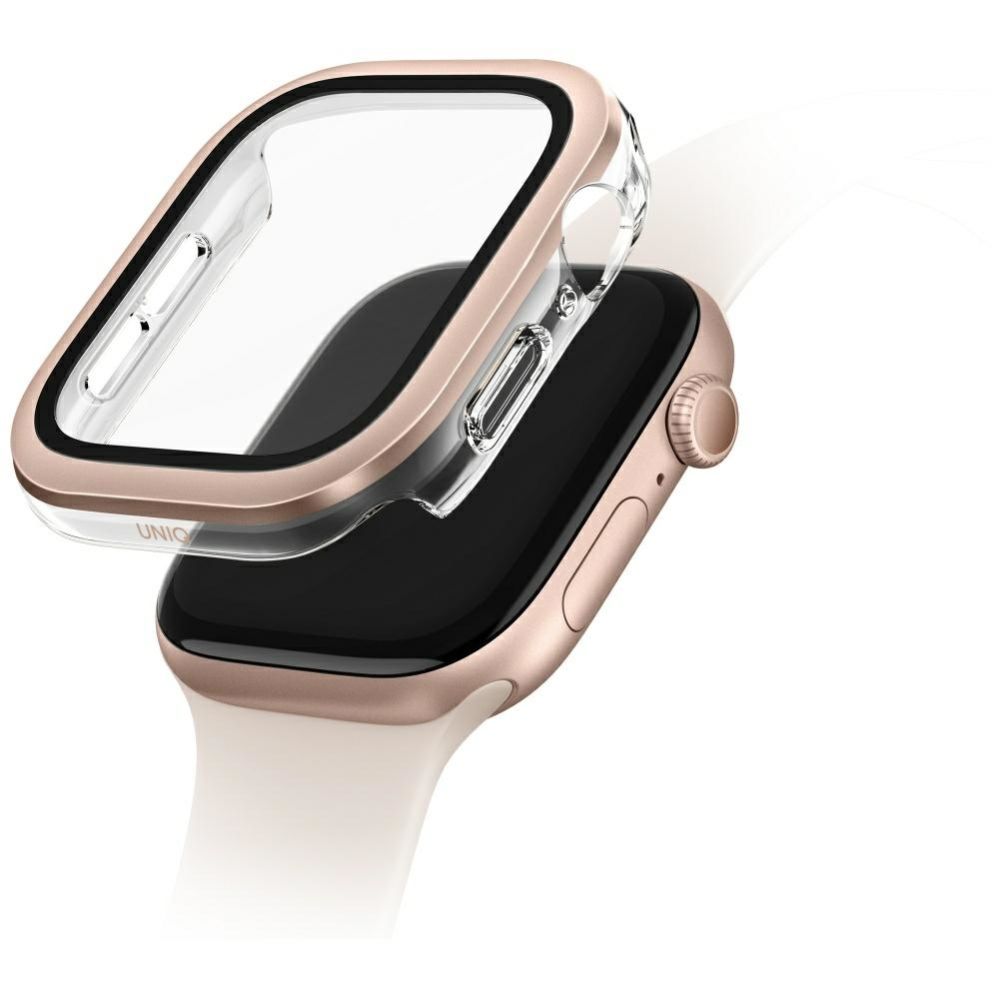 Citas preces UNIQ Uniq Voute Tempered Glass Case for Apple Watch 10 46mm - Rose Gold