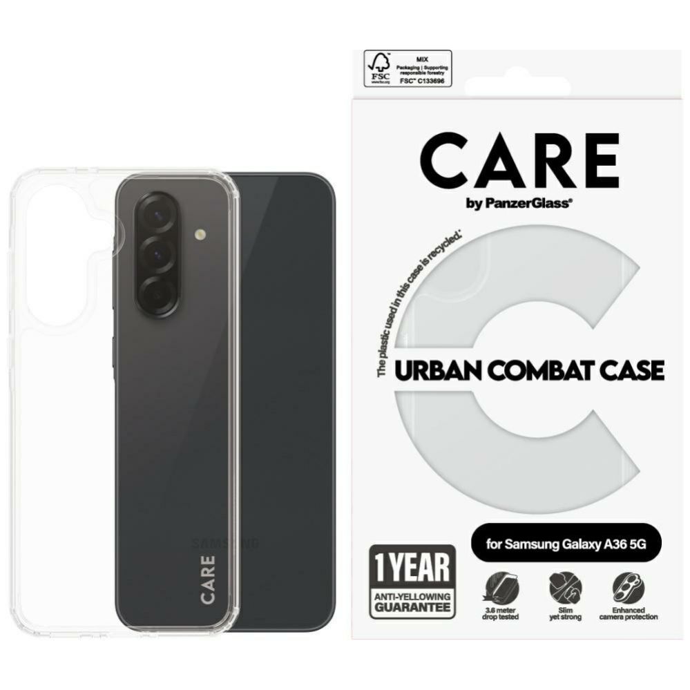 Citas preces Panzer Glass CARE by PanzerGlass Flagship Urban Combat Case for Samsung Galaxy A36 5G - Transparent