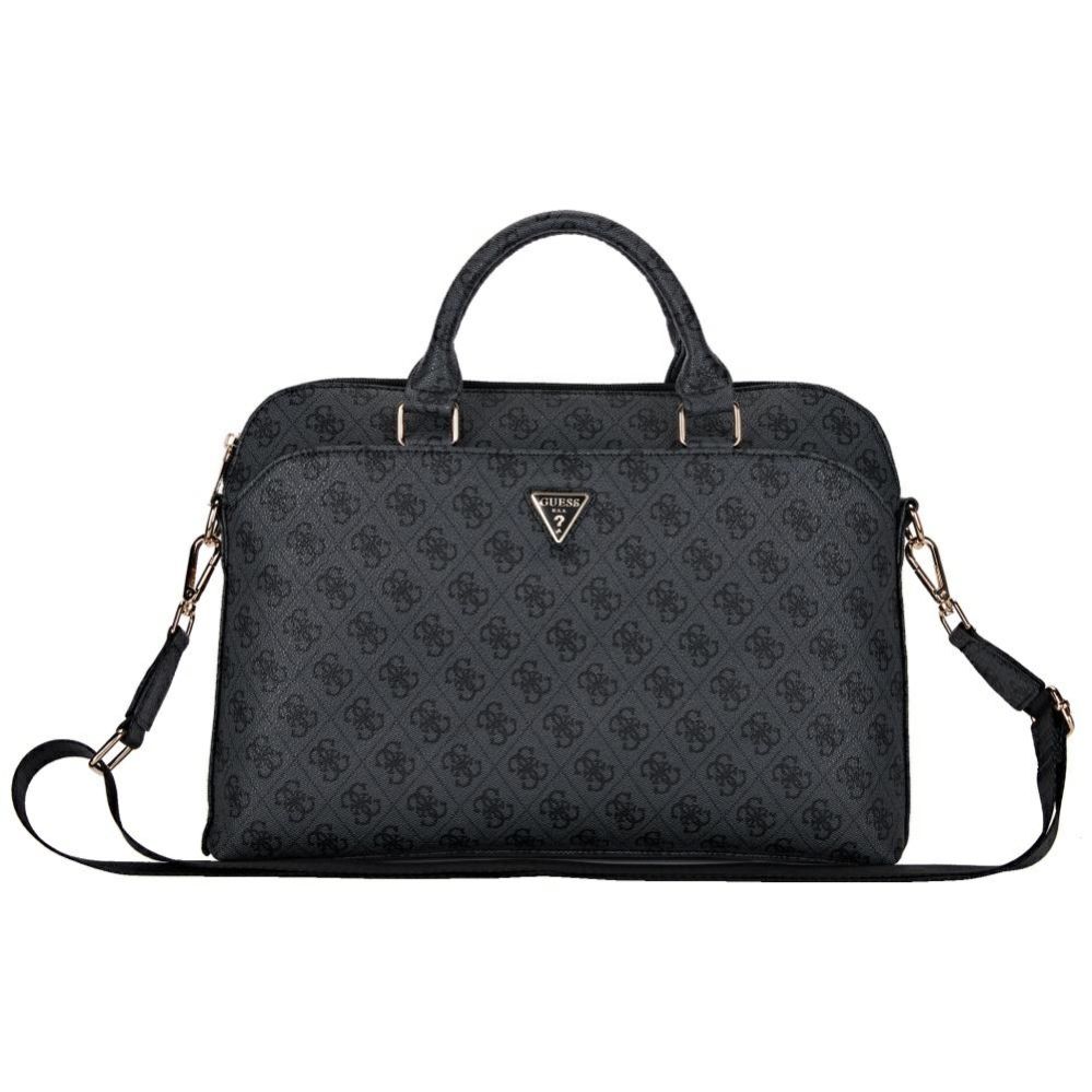 Citas preces Guess Guess 4G Zipper Pocket Triangle Logo 15" Laptop Bag - Black