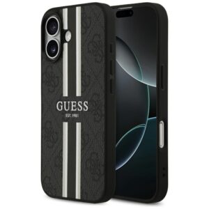 Citas preces Guess  Guess 4G Printed Stripes MagSafe case for iPhone 17 - black 