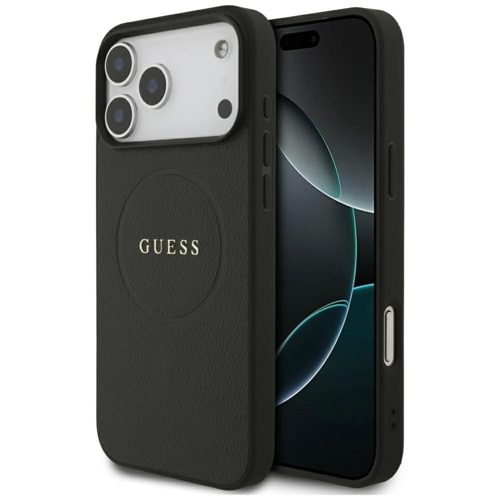 Citas preces Guess Guess Grained Ring MagSafe case for iPhone 17 Pro Max - black