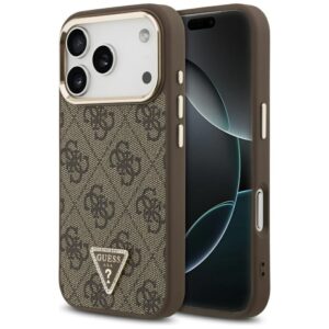Citas preces Guess  Guess 4G Triangle Logo MagSafe Case for iPhone 17 Pro - Brown and Gold 
