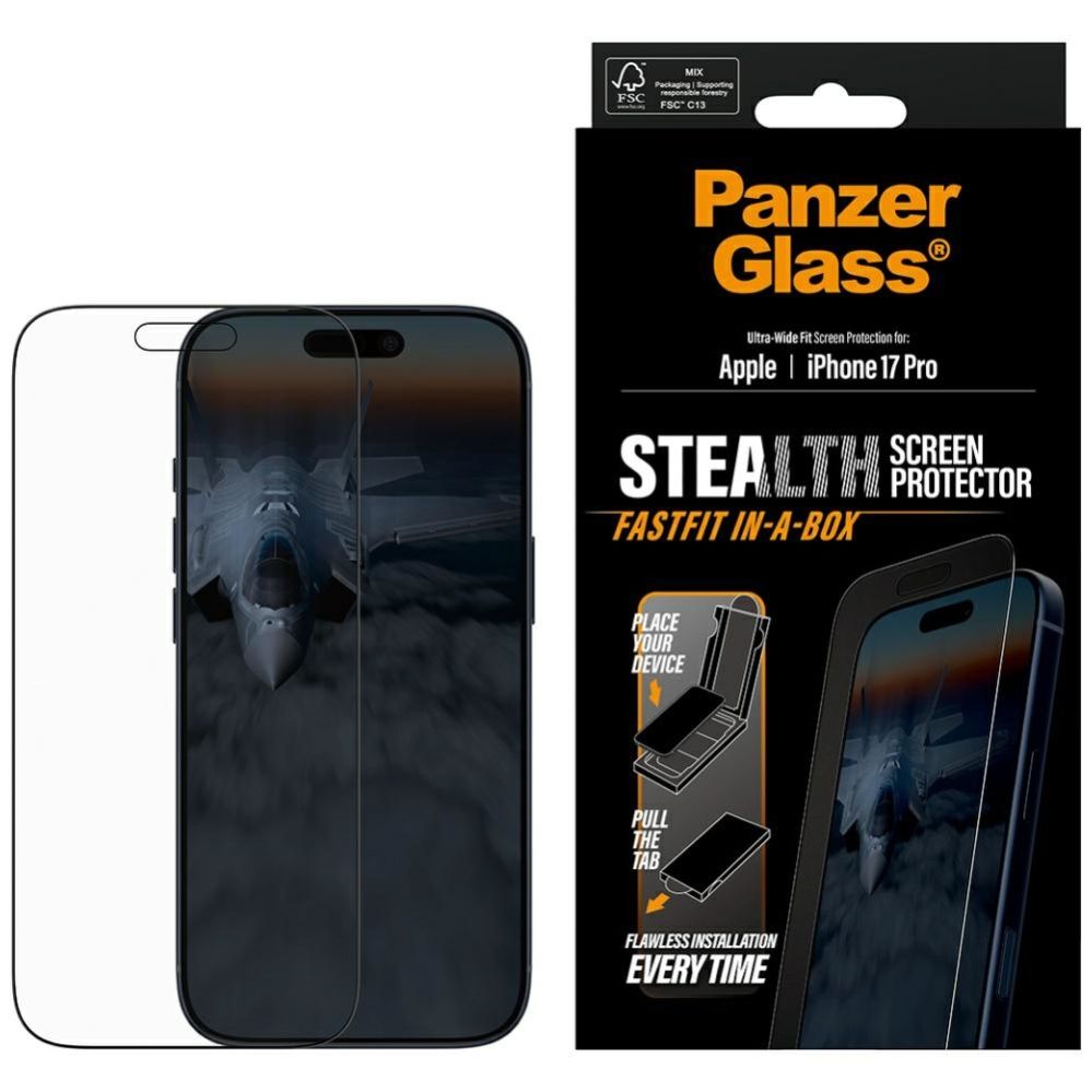 Citas preces Panzer Glass PanzerGlass Stealth Ultra-Wide Fit Fastfit Tempered Glass for iPhone 17 Pro