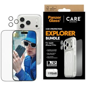 Kitos prekės Panzer Glass  CARE by PanzerGlass Flagship Explorer 3-in-1 Case + Glass + Lens Protection Kit for iPhone 17 Pro 