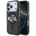 Kitos prekės Karl Lagerfeld  Karl Lagerfeld IML Glitter Karl & Choupette Sketch Logo MagSafe Case for iPhone 17 Pro - Black 