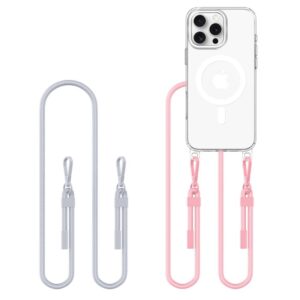 Other goods Tech-Protect  Tech-Protect Flexair Chain MagSafe Case for iPhone 16 Pro - Clear + 2 Lanyards (Pink and Gray) 