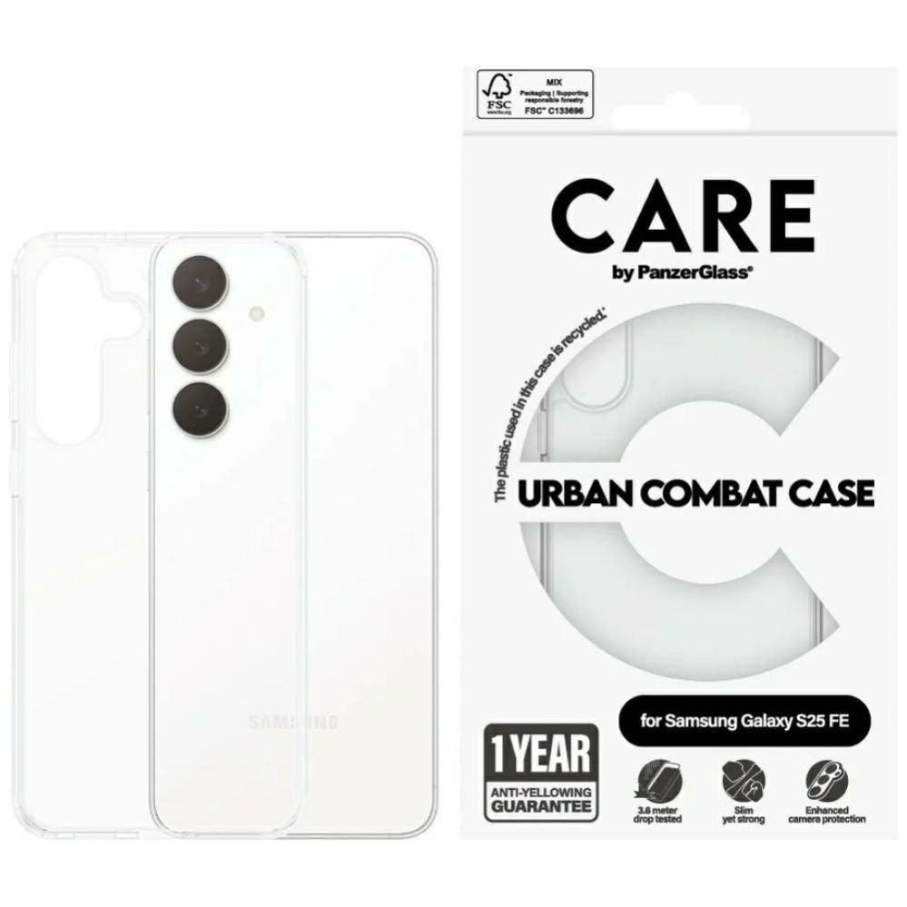 Citas preces Panzer Glass CARE by PanzerGlass Flagship Urban Combat Case for Samsung Galaxy S25 FE - Transparent