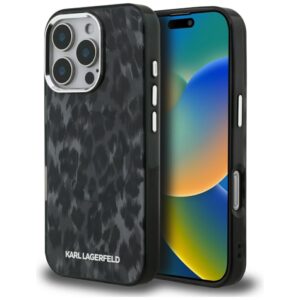 Kitos prekės Karl Lagerfeld  Karl Lagerfeld IML Leopard Pattern MagSafe Case for iPhone 16 Pro - Black 