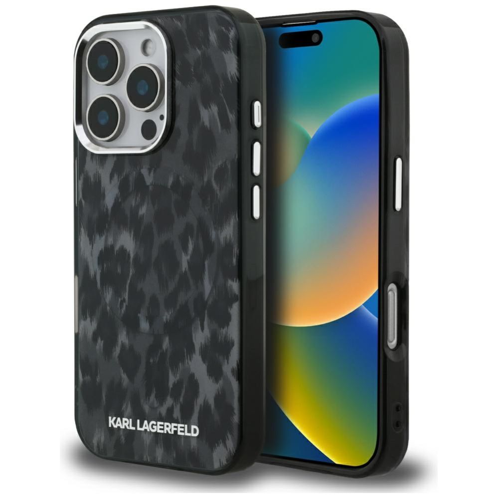 Kitos prekės Karl Lagerfeld Karl Lagerfeld IML Leopard Pattern MagSafe Case for iPhone 16 Pro - Black
