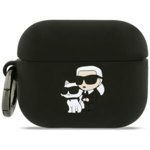 Citas preces Karl Lagerfeld  Karl Lagerfeld Silicone Karl & Chaupette Head 3D Case for AirPods Pro 3 - Black 