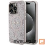 Muud kaubad Guess  Guess 4G Collection Leather Metal Logo MagSafe Case for iPhone 15 Pro Max - Pink 