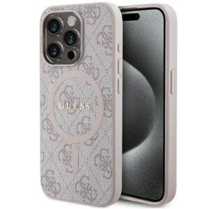 Muud kaubad Guess  Guess 4G Collection Leather Metal Logo MagSafe Case for iPhone 15 Pro Max - Pink 