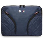 Citas preces BMW  BMW Nylon Pockets & Metal Logo Sleeve 14" Laptop Bag - Navy Blue 