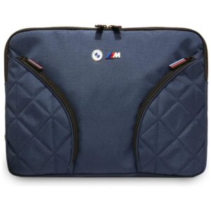 Citas preces BMW  BMW Nylon Pockets & Metal Logo Sleeve 14" Laptop Bag - Navy Blue 