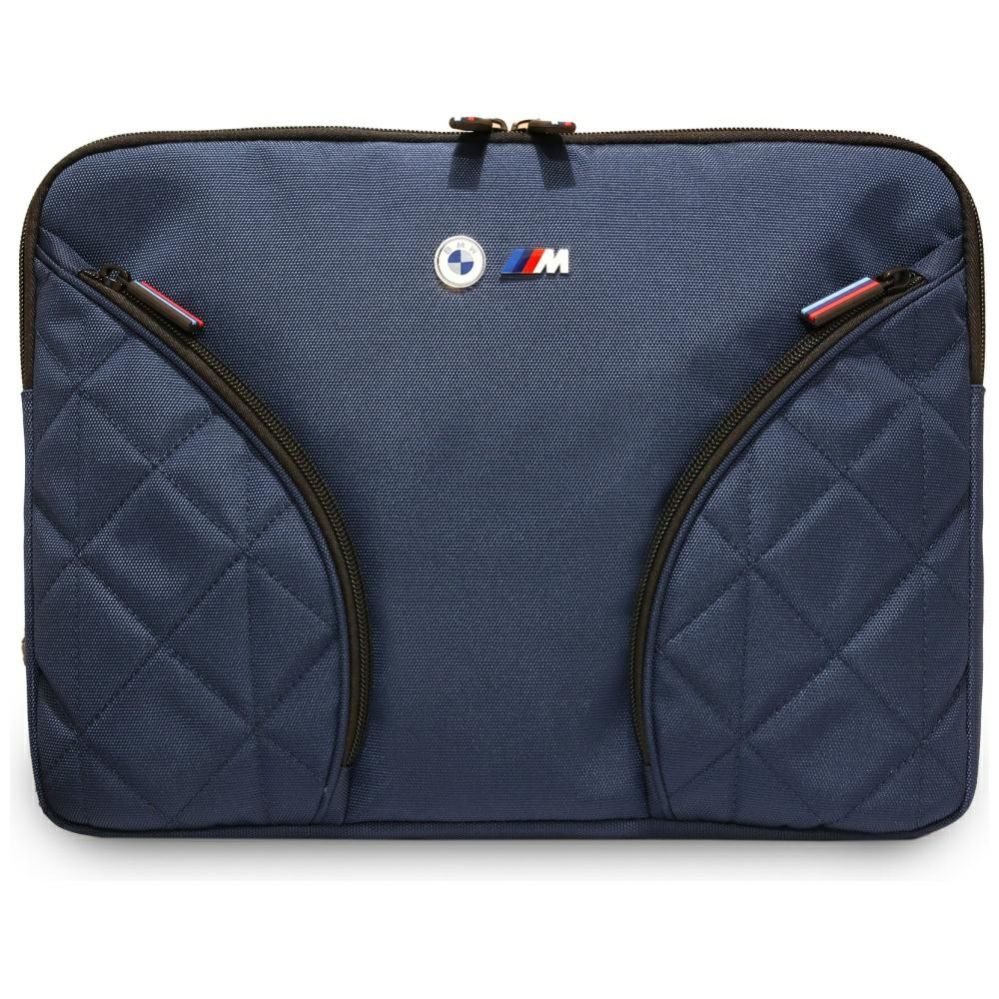 Citas preces BMW BMW Nylon Pockets & Metal Logo Sleeve 14" Laptop Bag - Navy Blue