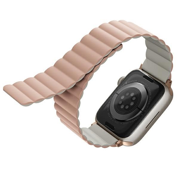 Citas preces UNIQ Uniq Revix Magnetic Strap for Apple Watch 42 / 44 / 45 / 49 mm - Pink and White