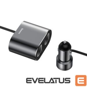 Adapteris Baseus  Baseus CRDYQ-01 splitter 2x cigarette lighter socket 80W 2x USB-A 3.1A - black 
