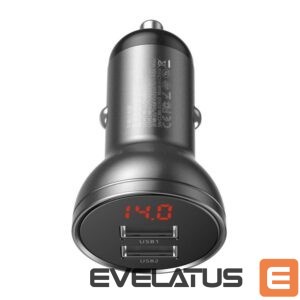 Adapteris Baseus  Baseus car charger 2x USB 4.8A 24W with LCD gray (CCBX-0G) 