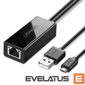 Cits mobilo telefonu aksesuārs Ugreen  Ugreen 30985 external network card for Chromecast with micro USB / USB-A connectors 100Mb/s 1m - black 