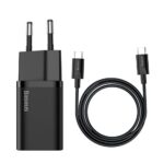 Adapteris Baseus  Baseus Super Si fast charger Quick Charge 3.0 Power Delivery 25W 3A + Cable USB Type C - USB Type C 3A 1m black (TZCCSUP-L01) 