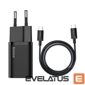 Adapteris Baseus  Baseus Super Si fast charger Quick Charge 3.0 Power Delivery 25W 3A + Cable USB Type C - USB Type C 3A 1m black (TZCCSUP-L01) 