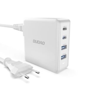 Adapteris Dudao  GaN 100W fast wall charger 2 x USB-C / 2 x USB Dudao A100EU - white 
